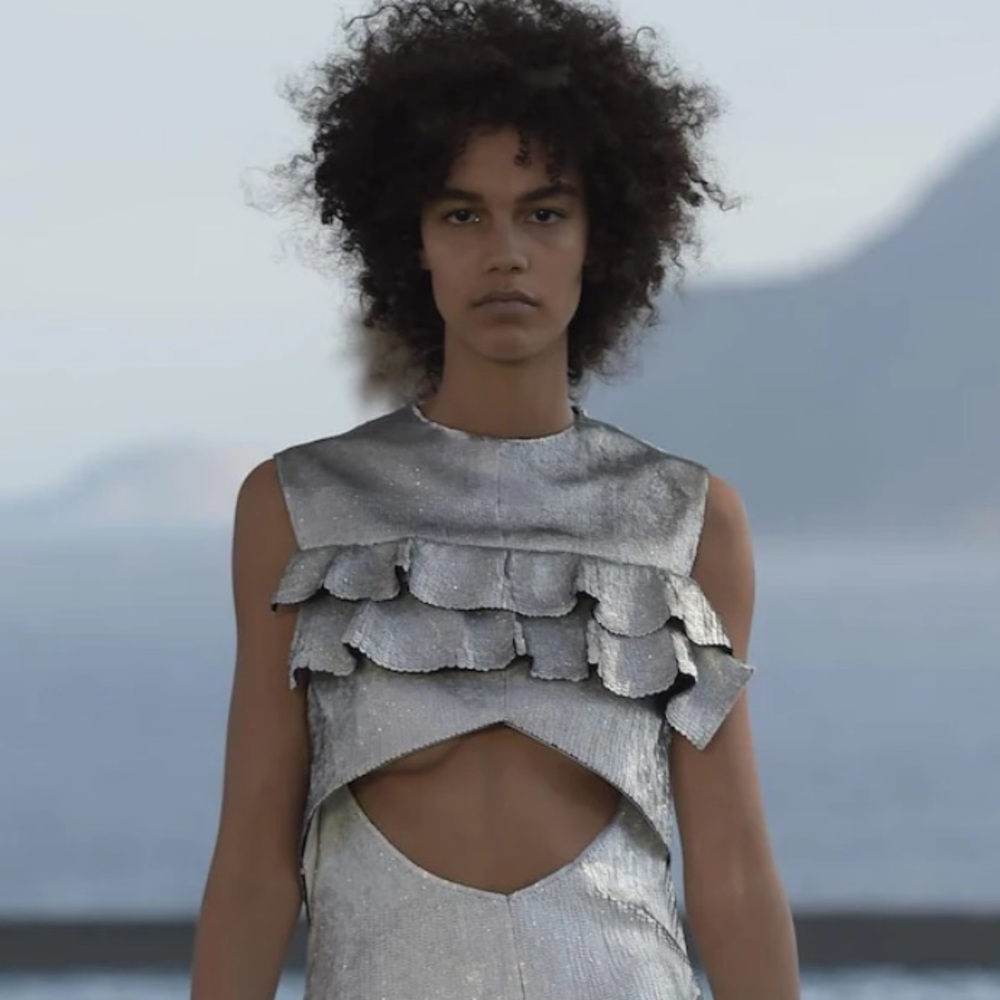 LOUIS VUITTON RUFFLE CROPPED TOP
